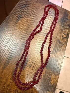Elegant Red Crystal Multi-Strand Necklace - Women Jewelry